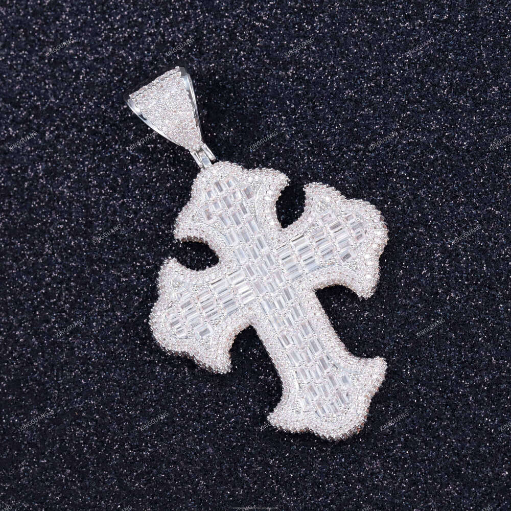 XG High Quality Baguettes Cross Pass Dia test Real Sier CRA VVS Moissanite Fine Jewelry Pendant