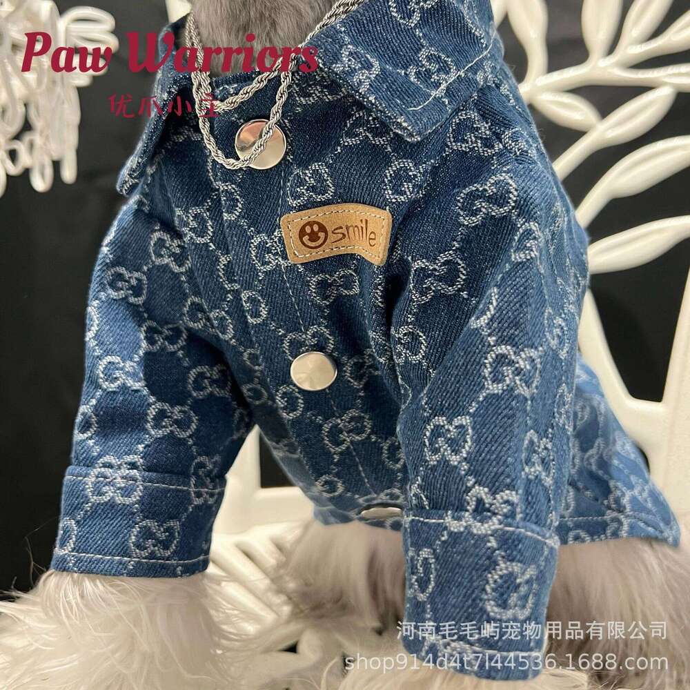 Large Dog Golden Retriever Samoyed Giant Poodle Corgi Denim Shirt Puppy Clothes Trendy Brand Teddy Bichon West Highland White Terrier Cat