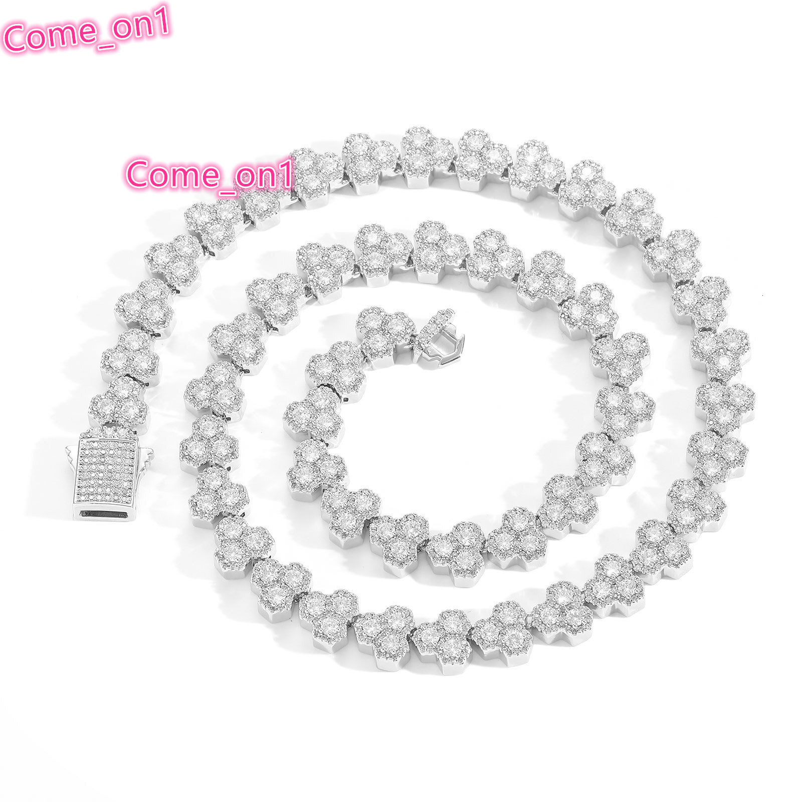 BES Fine Jewelry 10mm Geometric Tennis Chain Cubic Zirconia Iced Out Tennis Necklace Fashion Necklace Hip Hop Jewelry for Men