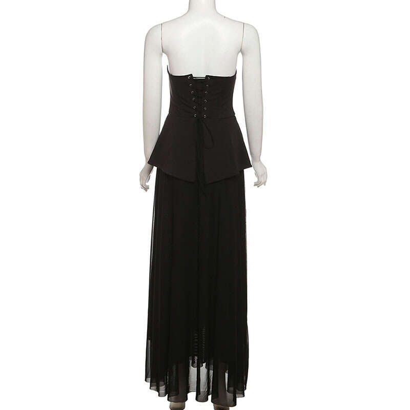 2025 Summer New High Waist Slimming Sleeveless Backless Tie Slim Fashion Long Dress for Women 259