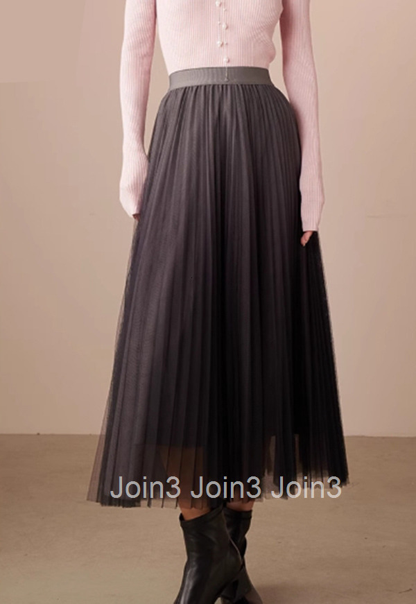 Summer New Mesh Half Skirt Fashion Slimming Pleated Skirt Elegant Mid-Length Skirt 1647