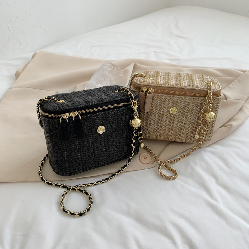 Luxury Brand Designer Bag Forest Style Straw Bag Bags Woven Handheld Box Bag Beach Shoulder Crossbody Small Style High-End Women's Bag