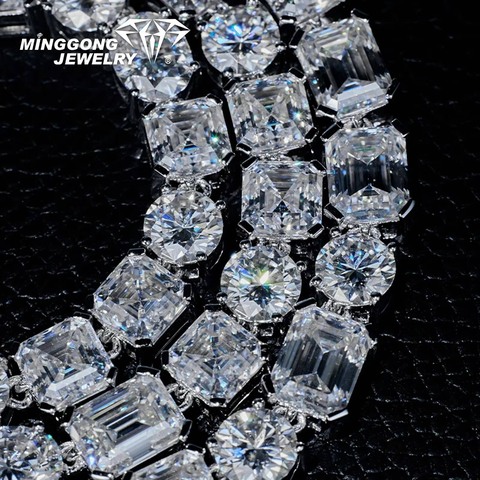 Direct From Factory High Quality 925 8MM Multi-Shape Moissanite Tennis Chain Hip Hop Style 100% Diamond Test-Passed Necklace