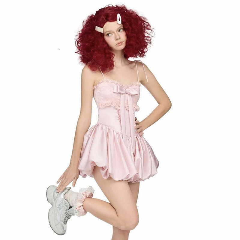2024 Autumn Winter New Solid Color Sexy Strap Bow Tie Slim Dress 0c8