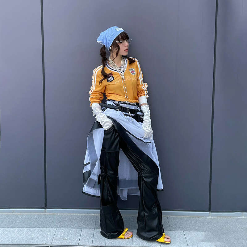 2024 Autumn New Women's Solid Color Slim Fit Crop Street Fashion V-Neck Long Sleeve Top b13
