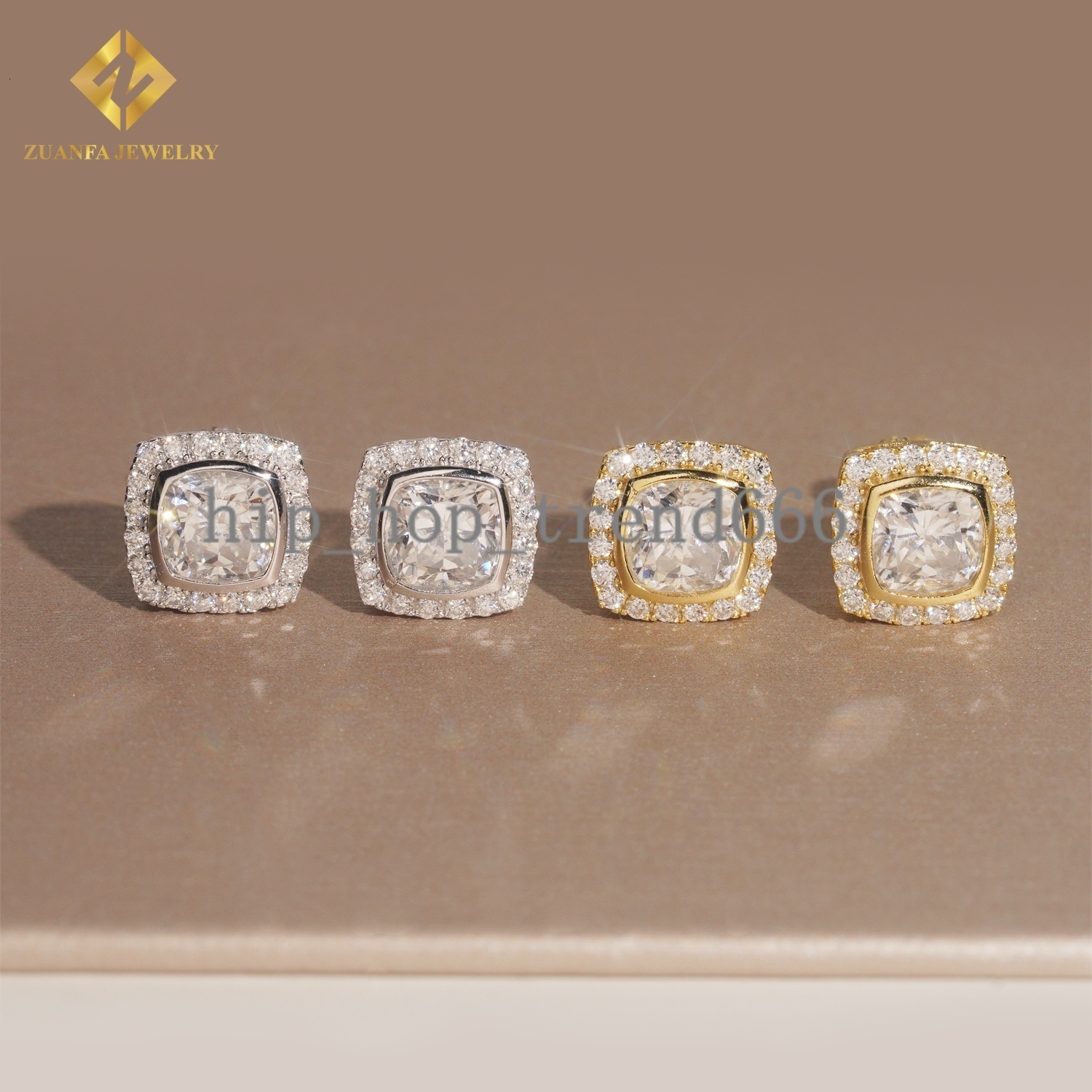 Wholesale Stud Earrings Men Iced Out Moissanite Earrings VVS Fire Jewelry with Box 925 Silver Stylish Fashion Style Hip Hop