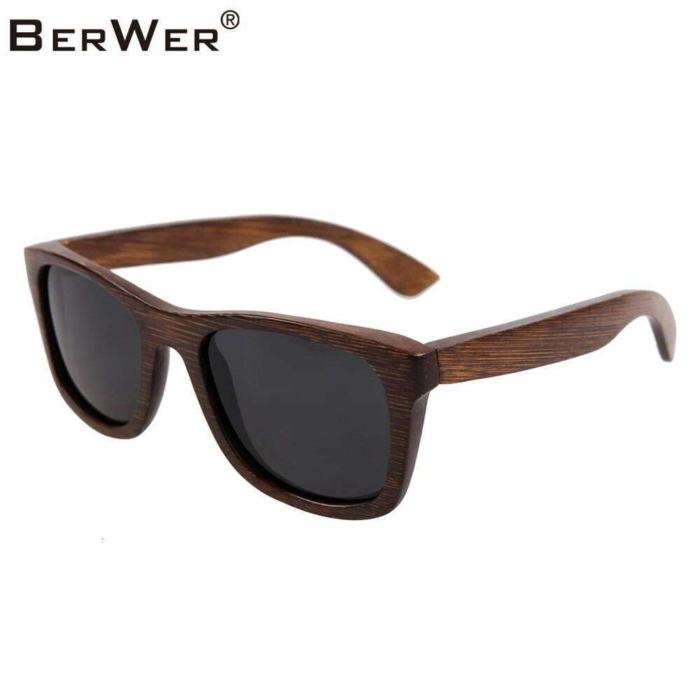 BerWer Bamboo Sunglasses 2024 Fashion Polarized Sun Glasses Popular New Design Wooden Sunglass Frame Handmade