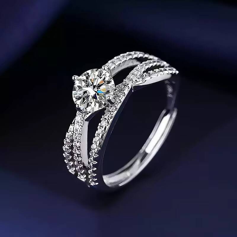 S925 Sterling Silver Classic Moissanite Ring with Gold Finish Advanced Collection of Elegantly Designed Earrings