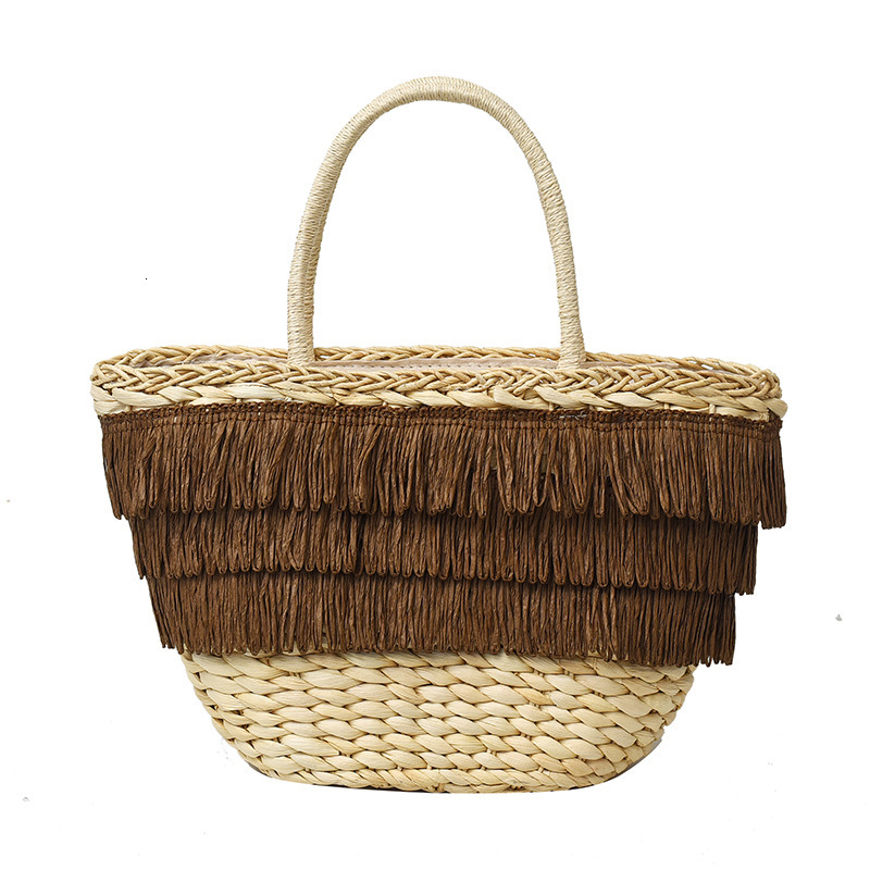 Luxury Brand Designer Bag Tassel Tote Woven Bag Ins Beach Trendy Handbag Women's Bags Vacation Handheld Straw Woven Bag