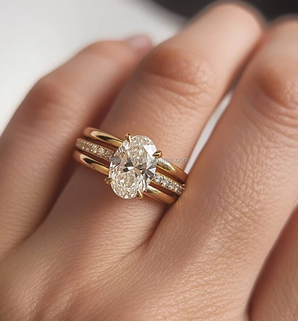 Gold Plated Moissanite Engagement Split Shank 925 Sterling Sliver Rings 2.00Ct Oval Cut D-VVS1 Elegant Style