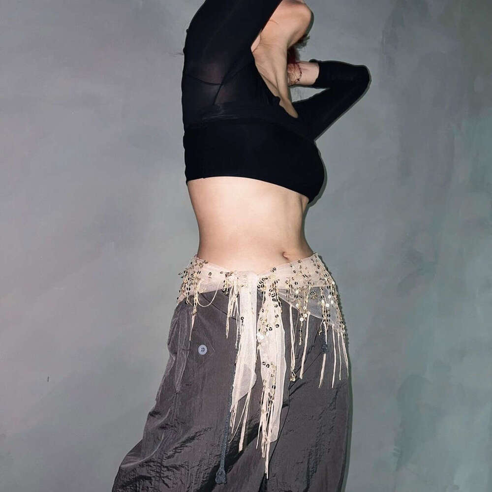 2025 Summer INS Style New Fashion Trend Versatile Loose Sequin Tassel Waist Accessories for Women caf