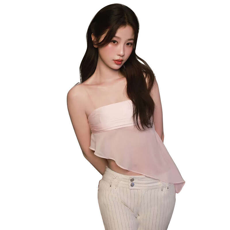 2025 Women's Summer New Solid Color Street Fashion Sexy Tag Crop Top Vest 989