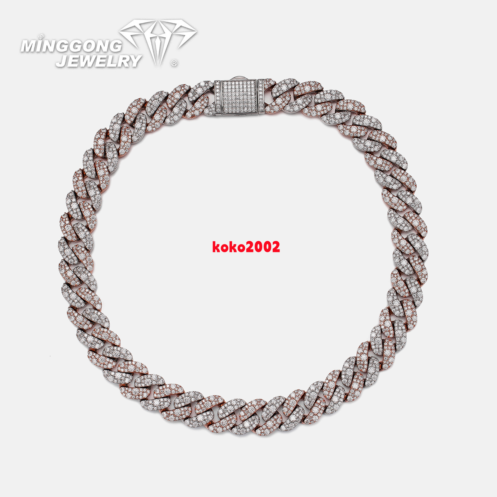 Factory Custom 15mm Mosaic Setting VVS Moissanite Necklace Cuban Chain Style for Men Women Passes Diamond Test Hiphop Style
