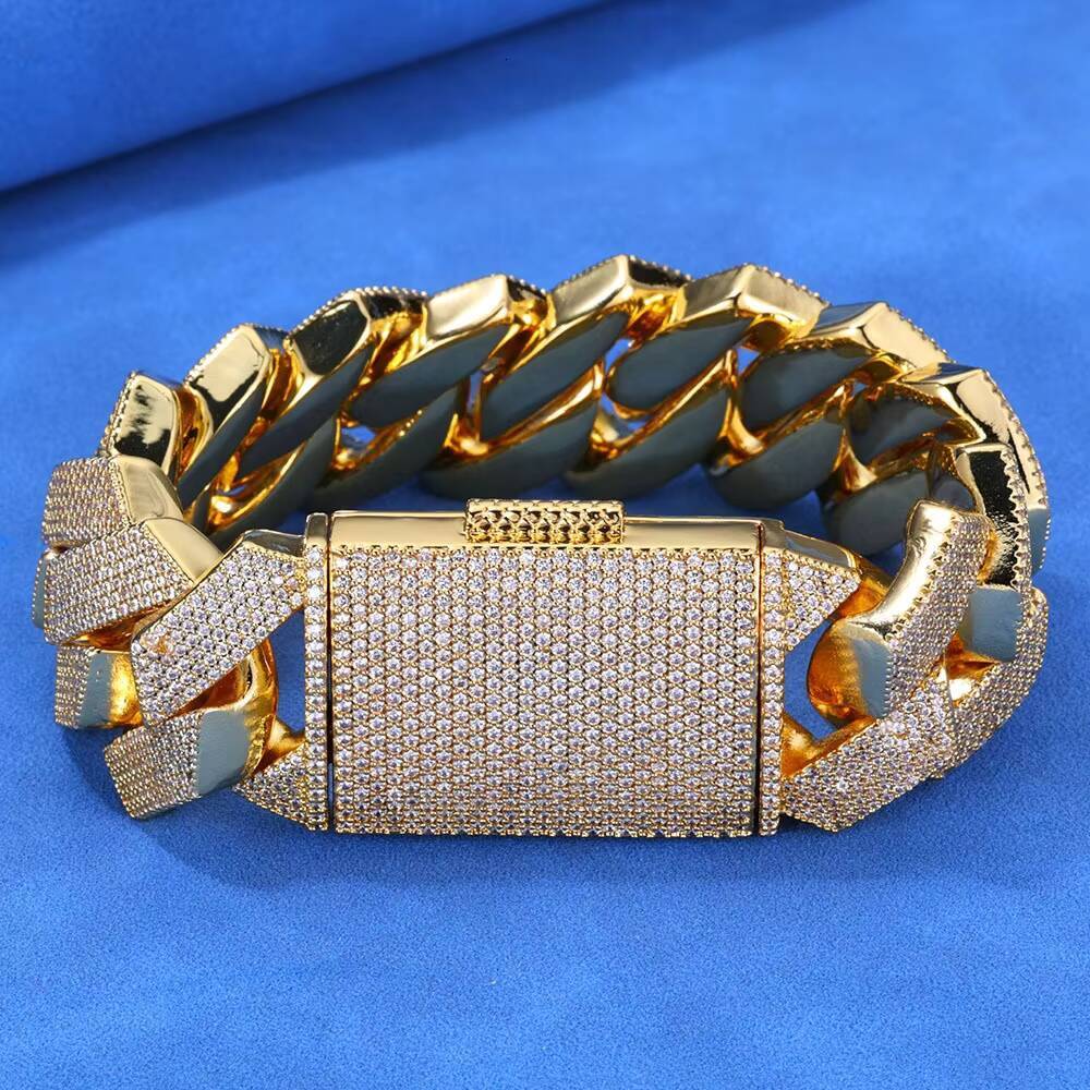 S925 Silver Moissanite Rhombus Cuban Chain Bracelet Fine Chain Link Jewelry