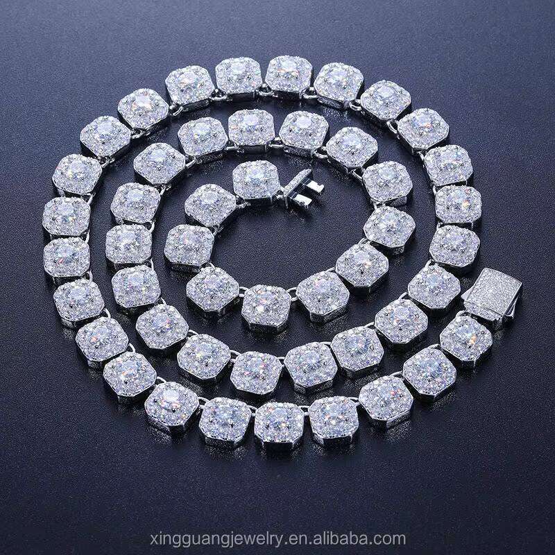 Pass Tester 10mm White Sterling Micro VVS Moissanite Dia Cuban Link Hip Hop Jewelry Bracelet