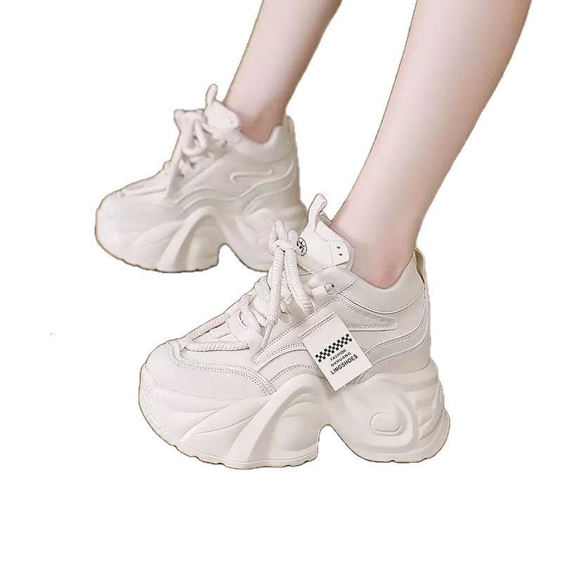 2025 Summer New 9cm Height Increasing Women's Thick Sole Petite High Heel Dad Versatile Sports Casual Shoes ddmythur