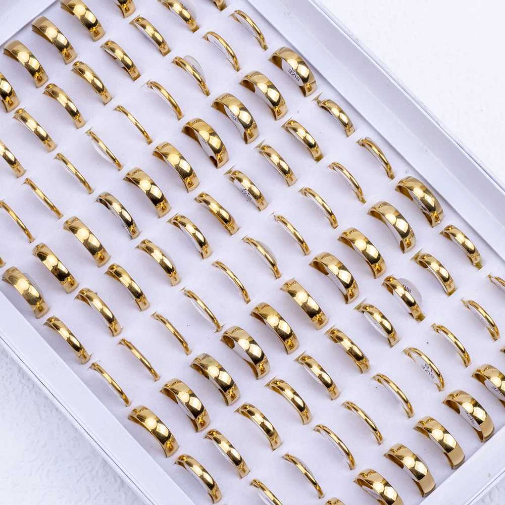 50 pieces/batch wholesale smooth stainless steel rings suitable for men women parties wedding fingers jewelry accessories mixed width 2/4/6mm W250417