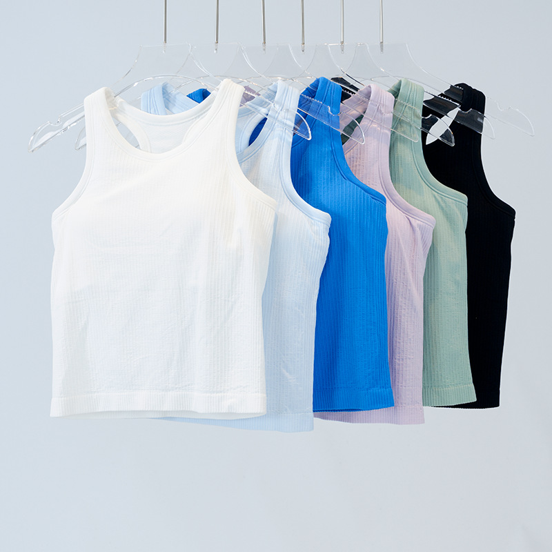 Gym Yoga Bra Crop Top Women Tank Tops Crew Neck With Gym Off Shoulder Sexy Fitness Tanks Casual Summer B30