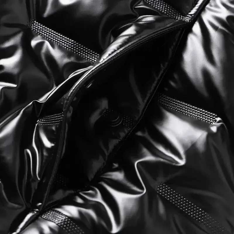 Parkas Glossy Mens Padded Coats Hooded Mens Down Jacket Korean Luxury Clothing Padding Outerwear New in External Clothes Hot X250725