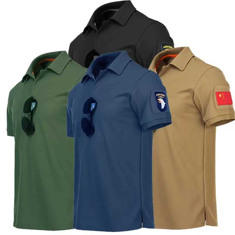 Summer Mens Quick Dry Embroidered Polo Shirt Military Customized Plus Size 100% Polyester Outdoor Sports Tactical Breathable Top XJ250725