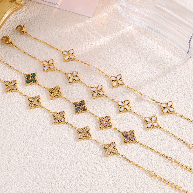 New Fashion Zircon Lucky for Women High Version Niche Four-Leaf Clover Bracelet Light High-End Jewelry