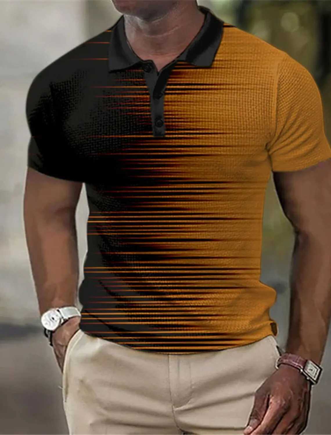 Mens Striped Polo Shirts Golf Shirt Short Sleeve Polo Shirts Collared Shirts Business Casual Work Wear Formal Wear XJ250725