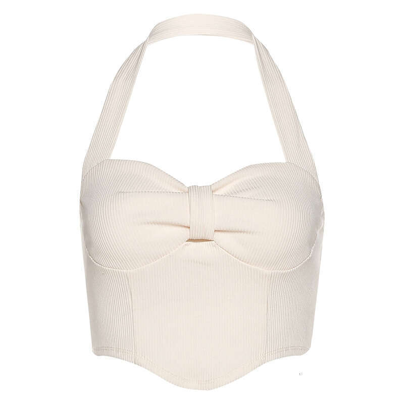 Trendy 2022 Summer New Women's Solid Color Sexy Slim Halter Neck Crop Top 566