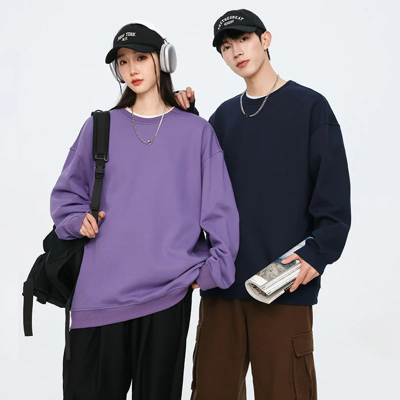 Autumn Oversized Purple Sweatshirts for Women Casual Streetwear Hoodie 2024 Female Long Sleeve Crewneck Pullovers Tops 250725