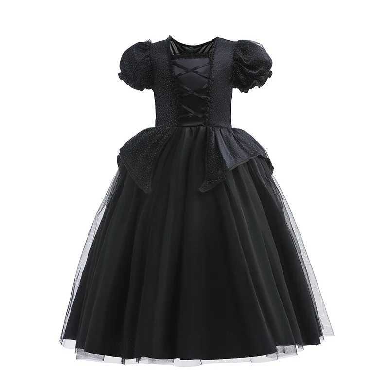 Halloween Costume For Kids Black Witch Dress Luxury Lace Sequin Evil Role Playing Costume Maleficent Dress Up Outfit Ghost Bride Z250725