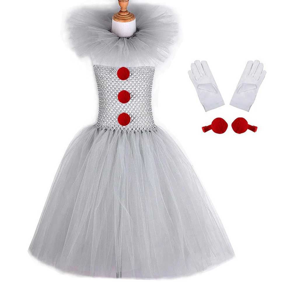 Girls Halloween Clown Tutu Dress Tulle Fancy Dress Creepy Clown Cosplay Clothes Halloween Dress Up Costume Z250725