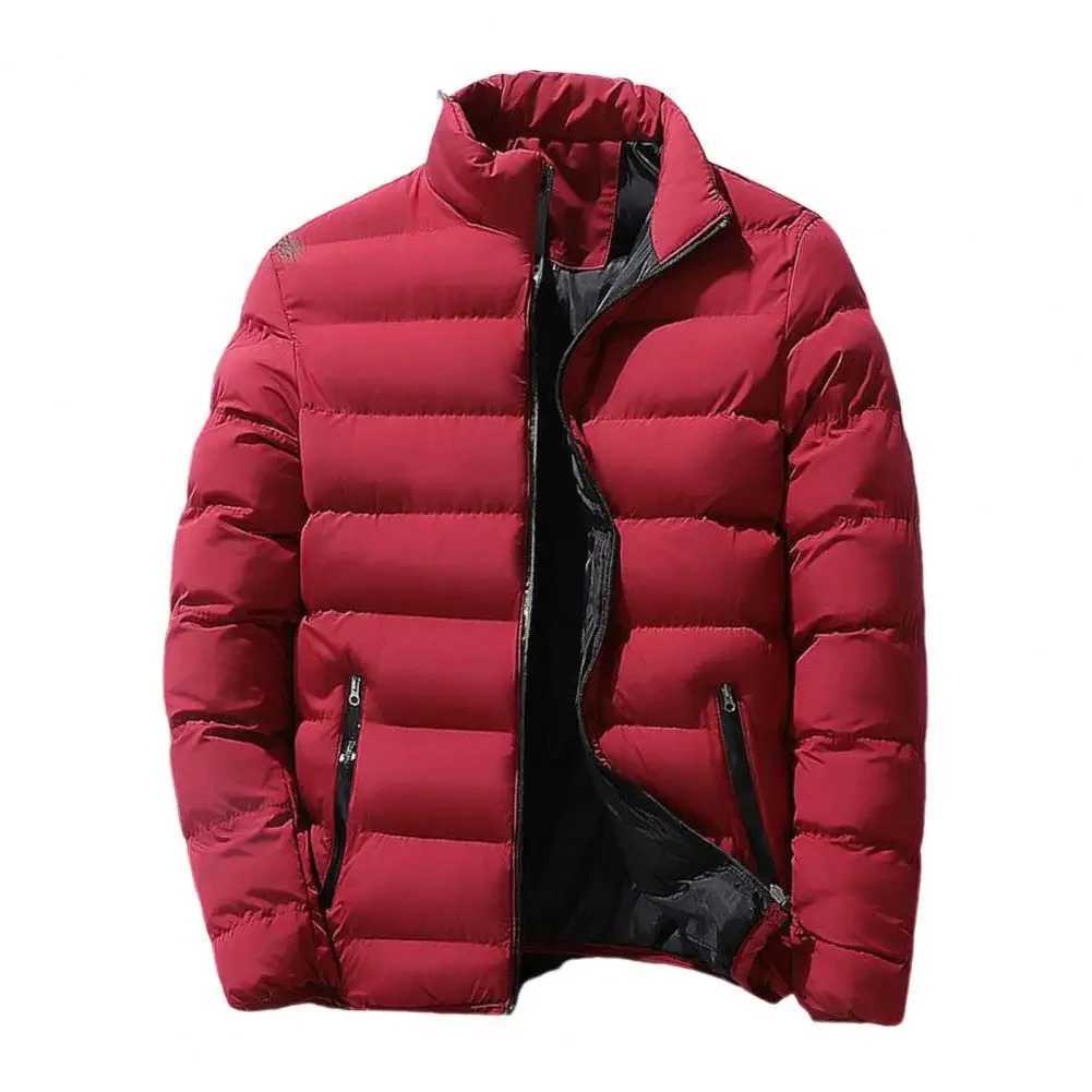 Mens Stand Up Collar Winter Zipper Thick Cotton Coat Solid Color Street Fashion Style M5XL Business Casual Zipper Jacket 2023 X2507251