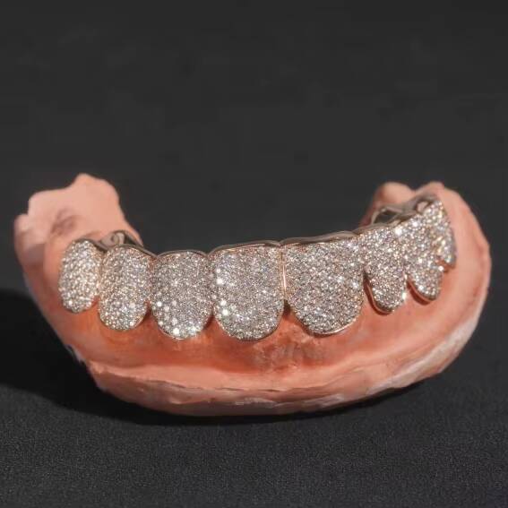 Luxury Body Jewelry Custom Made Iced Out 10k Rose Gold VVS Moissanite Diamond Grillz