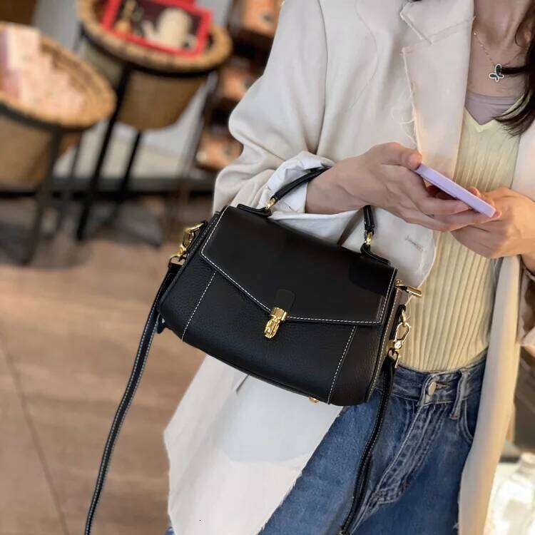 Women's Natural Cow Leather Shoulder Bags Female High Quality Messenger Crossbody Bag Ladies Fashion First Layer Cowhide Handbag