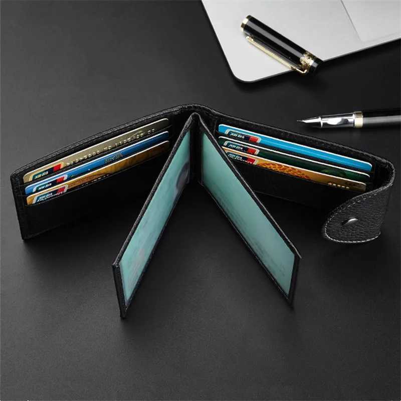 Black Drivers License Leather Case with Genuine Slim Wallet Bank Cover Multi Slot Mini Purse for Man Z250725