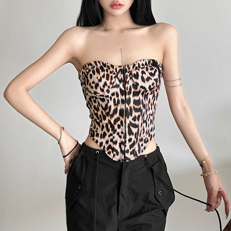 2024 Autumn Winter New Women's Solid Color Slim Street Fashion Off-Shoulder Tube Top Backless Vest 0e7
