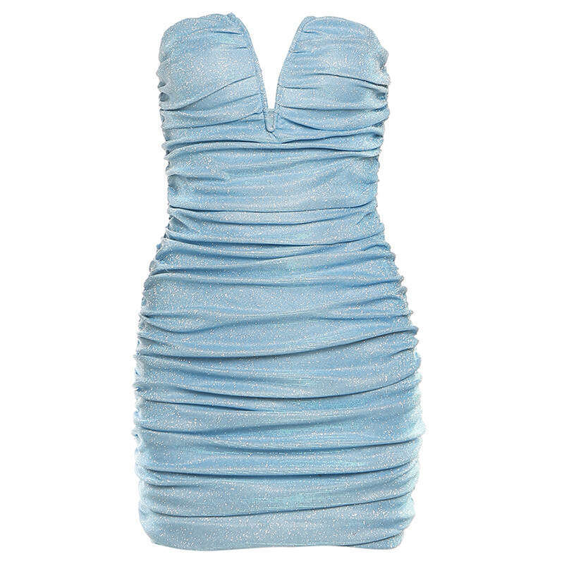 2023 Autumn Winter New Women's Solid Color Slim Fit High Waist Fashion Off-Shoulder Tube Dress 069