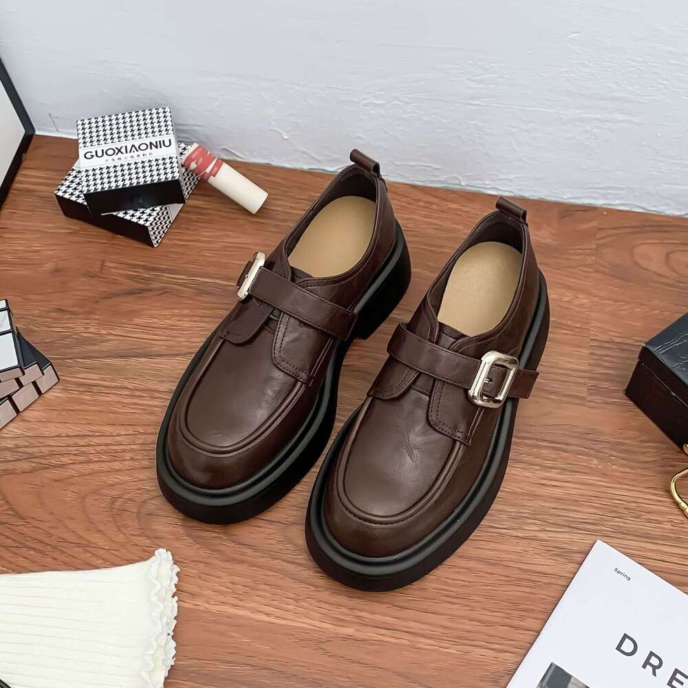 Designer Winter New Small Leather for Women British Style Thick-Soled Height-Increasing Uniform Loafers Women's Shoes