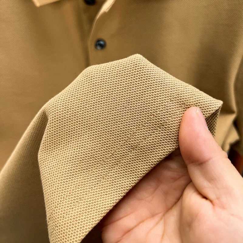 Mens Polo T-shirt 100% Cotton 2024 Summer Fashion Casual Short Sleeve Polo Shirt Lapel Wear Solid Color Top Tees XJ250725
