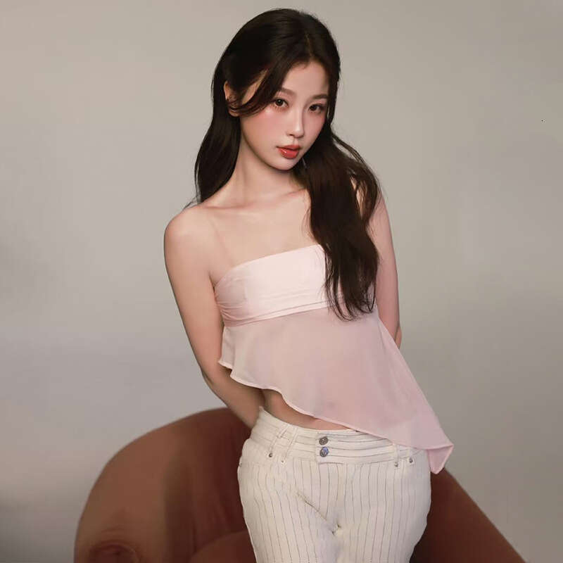 2025 Women's Summer New Solid Color Street Fashion Sexy Tag Crop Top Vest 989