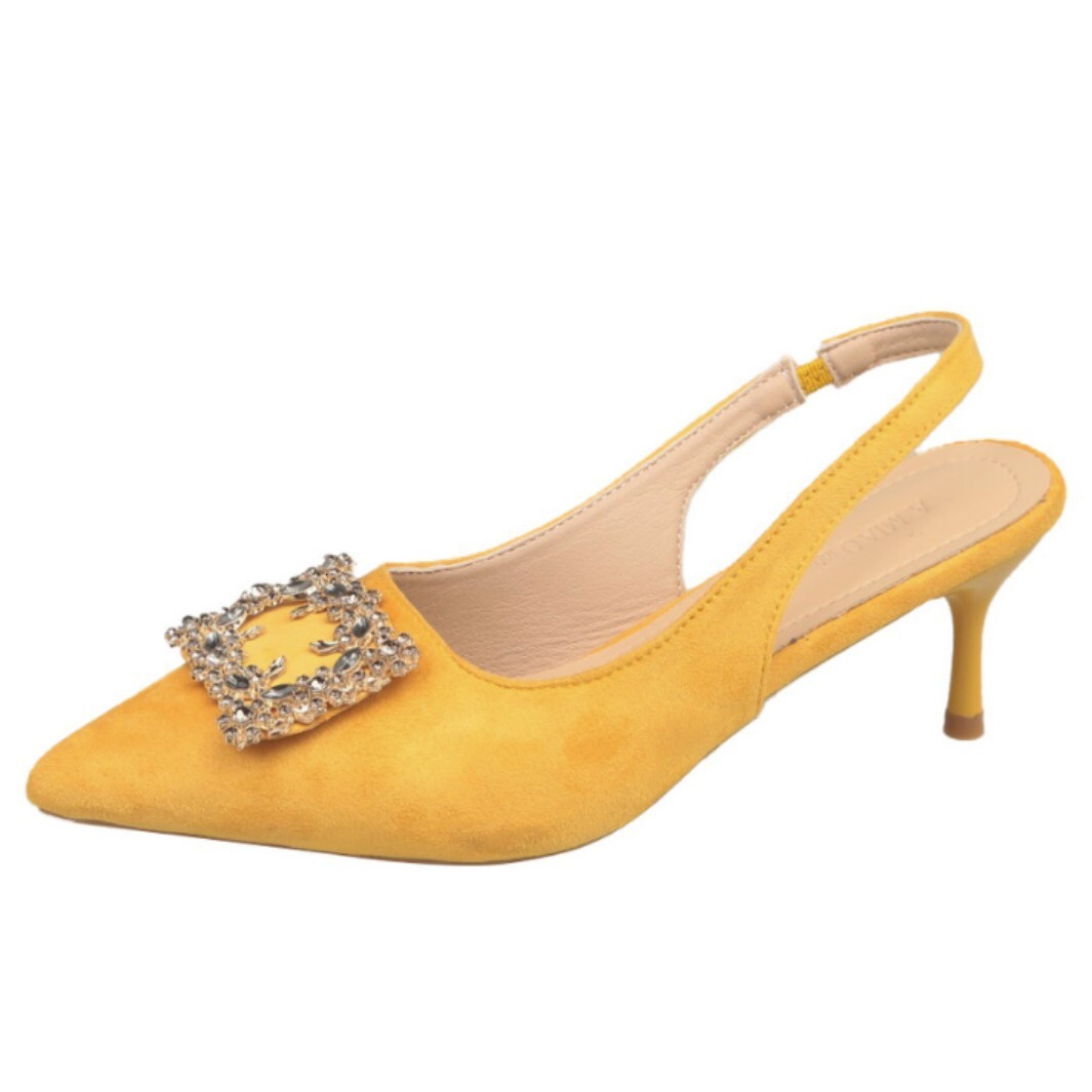 Ddmysports Elegant Pointed New Large Size High Heel Commuter Spring Summer Closed Toe Rhinestone Fairy French Style Backless Sandals Outdoor Shoes