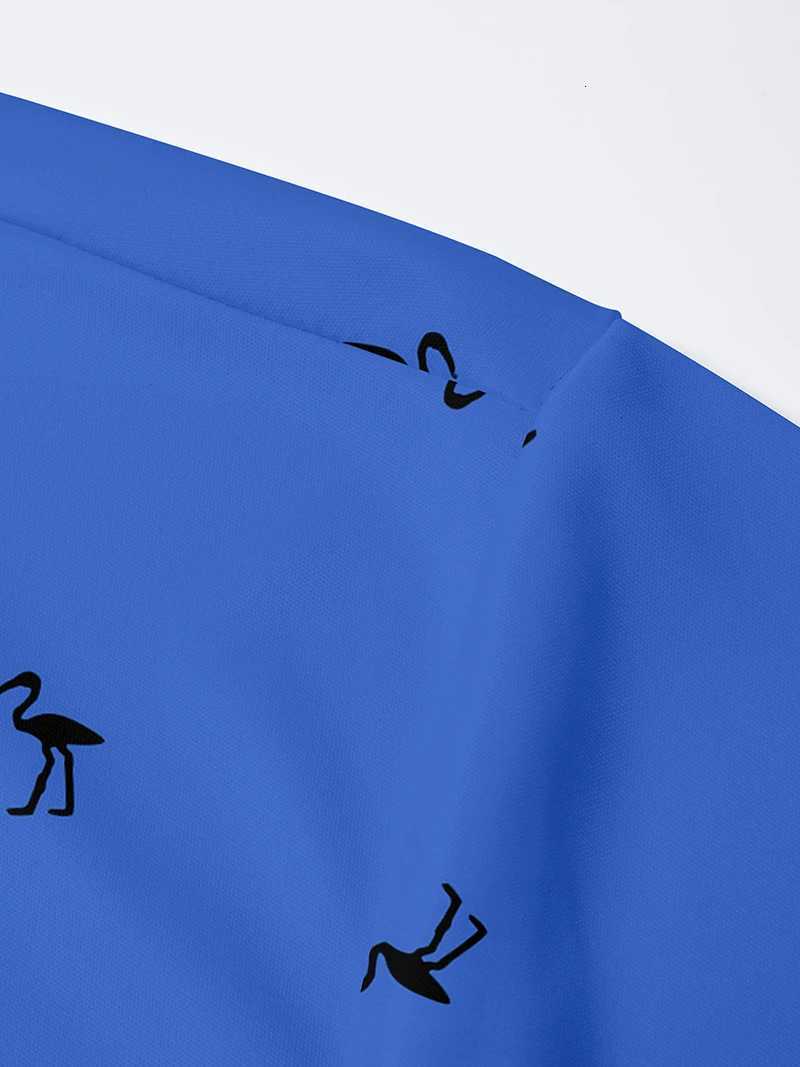 Mens Summer Sports Fashion Print Polo Collar Short Sleeve Design with Flamingo Pattern Suitable for Machine Wash Surprise Gift XJ250725