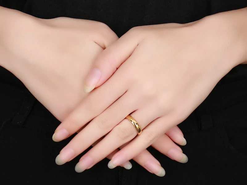 Smooth stainless steel couple ring gold simple 4MM womens couple wedding jewelry engagement gift personalized W250417