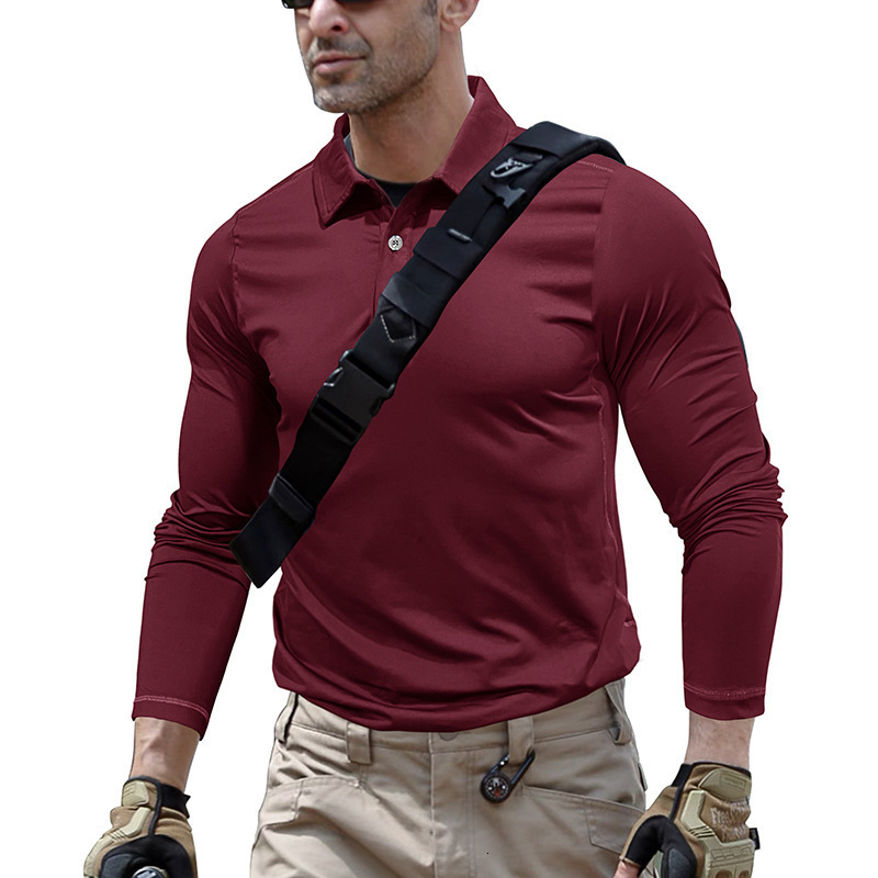 Mens Lightweight Long Sleeve Polo Shirt Performance Tactical Casual Outdoor Hiking Collared Shirts Pique Jersey Golf Shirt 250224