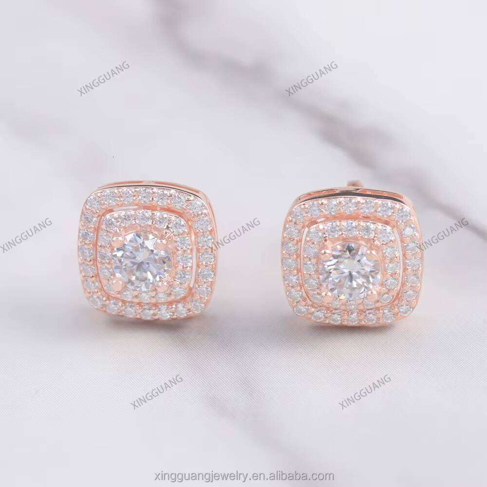 Custom Fine Jewelry Earrings Sier Gold Plated Screw Back Stud D Color VVS Moissanite Earring GRA Certificate