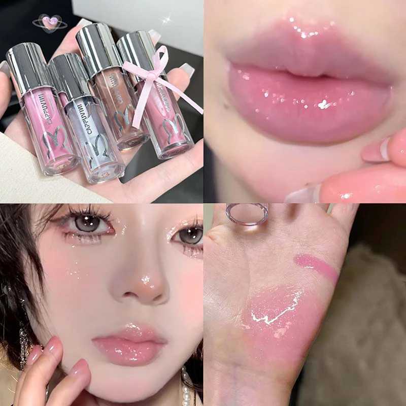 Water Light Pink Shiny Lip Gloss Lasting Moisturizing Plumper Shimmer Jelly Brown Lip Oil Reduce Liplines Liquid Lipstick MakeupXJ250724