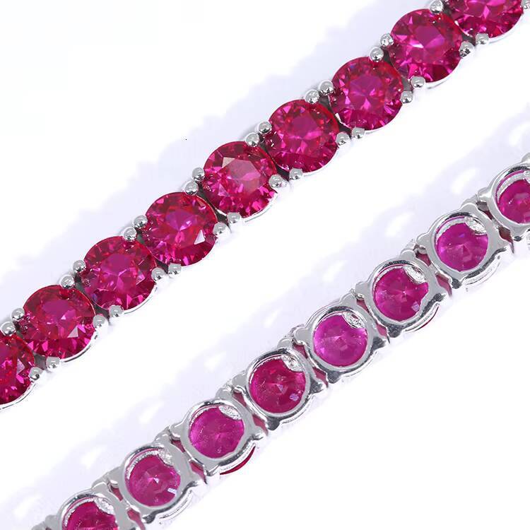 Wholesale Price Sapphire Tennis Chain S925 Silver with Red Corundum Ruby Stone Tennis Chain