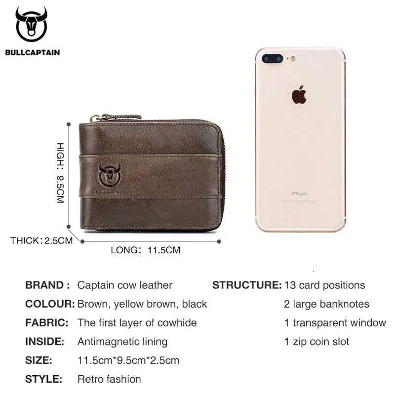 BULLCAPTAIN New Arrival Male RFID leather wallet Men Wallet Cowhide Coin Purse Slim Designer Wallet Billetera para hombres Z250725