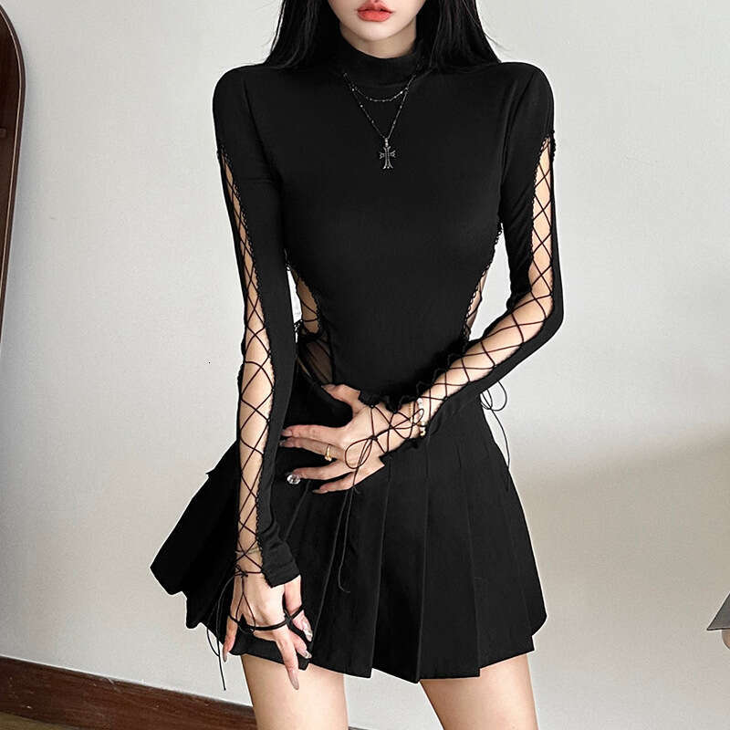 2024 Women's Autumn and Winter New Solid Color Sexy Long Sleeve Half High Collar Slim Bodysuit for Women cbc