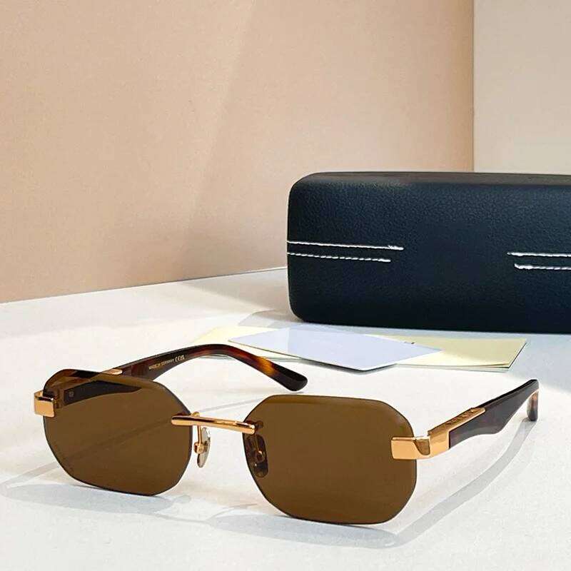Men's Light Tortoise Gold Boundless Sunglasses 2025 Trendy Original Hand Craft Rimless Acetate Solar Glasses for Male