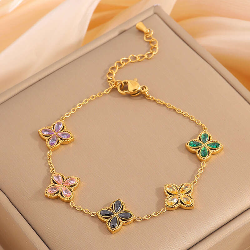 New Fashion Zircon Lucky for Women High Version Niche Four-Leaf Clover Bracelet Light High-End Jewelry